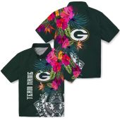 Unisex Green Bay Packers Green Hawaiian Shirt Tropical Floral Polynesian Tribal Print Button Down 3 V7ovu.jpg - sohemix