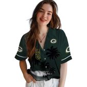 Unisex Green Bay Packers Hawaiian Button Down Shirt Dark Green Beach Sunset Palm Tree Print 4 Vgnio.jpg - sohemix