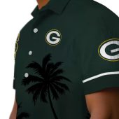 Unisex Green Bay Packers Hawaiian Button Down Shirt Dark Green Beach Sunset Palm Tree Print 8 3chxs.jpg - sohemix