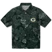 Unisex Green Bay Packers Hawaiian Button Down Shirt Dark Green Tropical Floral Leaf Print Casual Summer 1 0vdzm.jpg - sohemix