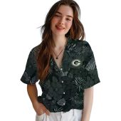 Unisex Green Bay Packers Hawaiian Button Down Shirt Dark Green Tropical Floral Leaf Print Casual Summer 4 5ncpw.jpg - sohemix