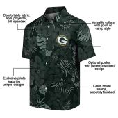 Unisex Green Bay Packers Hawaiian Button Down Shirt Dark Green Tropical Floral Leaf Print Casual Summer 5 7kbjx.jpg - sohemix
