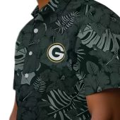 Unisex Green Bay Packers Hawaiian Button Down Shirt Dark Green Tropical Floral Leaf Print Casual Summer 8 0jd05.jpg - sohemix