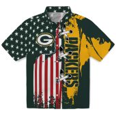 Unisex Green Bay Packers Hawaiian Shirt American Flag Lacing Graphic Dark Green Yellow Casual Button Down 1 Y408p.jpg - sohemix