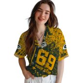 Unisex Green Bay Packers Hawaiian Shirt Custom Green Yellow Star Stripes Distressed Button Down With Logo And Number 69 4 6ao0r.jpg - sohemix