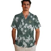 Unisex Green Bay Packers Hawaiian Shirt Green White Hibiscus Tropical Floral Print Button Down Casual 2 Sowxo.jpg - sohemix