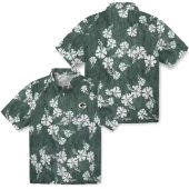 Unisex Green Bay Packers Hawaiian Shirt Green White Hibiscus Tropical Floral Print Button Down Casual 3 Rzaui.jpg - sohemix