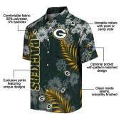 Unisex Green Bay Packers Hawaiian Shirt Tropical Floral Print With Hibiscus And Palm Leaves 5 Wuc2b.jpg - sohemix