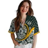 Unisex Green Bay Packers Hawaiian Shirt Tropical Floral Star Print Wave Short Sleeve Button Down 4 Pqous.jpg - sohemix