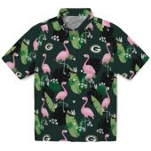 Unisex Green Bay Packers Hawaiian Shirt With Flamingo And Tropical Leaf Print Casual Button Down Aloha Shirt 1 S1zjg.jpg - sohemix