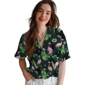 Unisex Green Bay Packers Hawaiian Shirt With Flamingo And Tropical Leaf Print Casual Button Down Aloha Shirt 4 9zaa8.jpg - sohemix