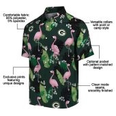 Unisex Green Bay Packers Hawaiian Shirt With Flamingo And Tropical Leaf Print Casual Button Down Aloha Shirt 5 7x7z3.jpg - sohemix