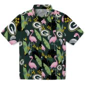 Unisex Green Bay Packers Hawaiian Shirt With Flamingo Tropical Leaf Floral Print Casual Button Down 1 Rcnpj.jpg - sohemix