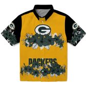 Unisex Green Bay Packers Hawaiian Shirt With Tropical Hibiscus Floral Print Yellow Black Button Down 1 Sotwp.jpg - sohemix