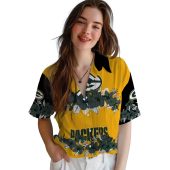 Unisex Green Bay Packers Hawaiian Shirt With Tropical Hibiscus Floral Print Yellow Black Button Down 4 68cs3.jpg - sohemix