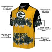 Unisex Green Bay Packers Hawaiian Shirt With Tropical Hibiscus Floral Print Yellow Black Button Down 5 Pt8ty.jpg - sohemix