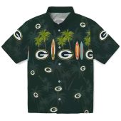 Unisex Green Bay Packers Hawaiian Shirt With Tropical Palm Tree And Surfboard Print Casual Button Down 1 Dw308.jpg - sohemix
