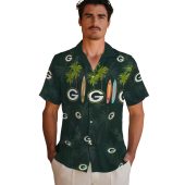 Unisex Green Bay Packers Hawaiian Shirt With Tropical Palm Tree And Surfboard Print Casual Button Down 2 Igy1i.jpg - sohemix
