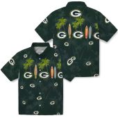 Unisex Green Bay Packers Hawaiian Shirt With Tropical Palm Tree And Surfboard Print Casual Button Down 3 O8r3e.jpg - sohemix