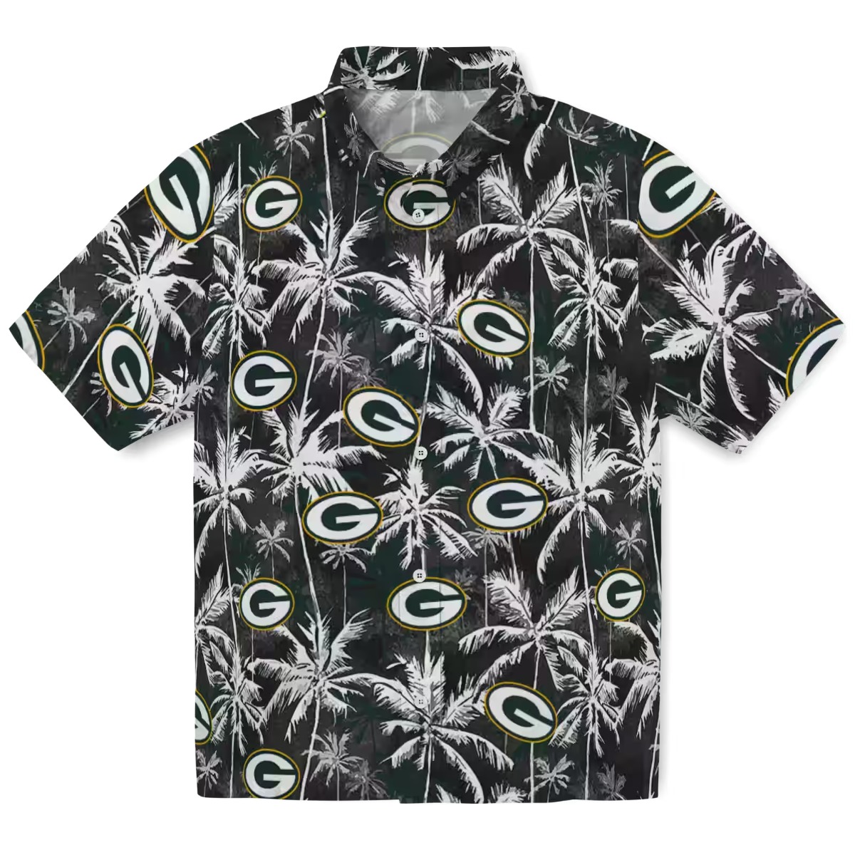 Unisex Green Bay Packers Hawaiian Shirt with Tropical Palm Tree and Team Logo Print - Casual Button-Down