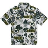 Unisex Green Bay Packers Hawaiian Shirt With Tropical Plants Pattern Green White Casual Button Down 1 A20vn.jpg - sohemix