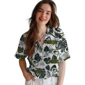 Unisex Green Bay Packers Hawaiian Shirt With Tropical Plants Pattern Green White Casual Button Down 4 C3l9y.jpg - sohemix