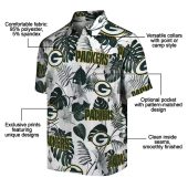 Unisex Green Bay Packers Hawaiian Shirt With Tropical Plants Pattern Green White Casual Button Down 5 Zuhh4.jpg - sohemix