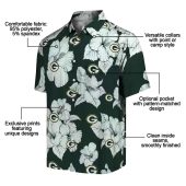 Unisex Green Bay Packers Hawaiian Shirt With White Hibiscus Floral Pattern Casual Green Short Sleeve Button Down Top 5 32ikb.jpg - sohemix