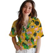 Unisex Green Bay Packers Hawaiian Shirt With Yellow Flamingo Tropical Leaf Print Casual Summer Button Down 4 767vb.jpg - sohemix