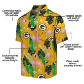 Unisex Green Bay Packers Hawaiian Shirt With Yellow Flamingo Tropical Leaf Print Casual Summer Button Down 5 Bd7vy.jpg - sohemix