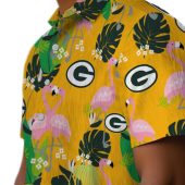Unisex Green Bay Packers Hawaiian Shirt With Yellow Flamingo Tropical Leaf Print Casual Summer Button Down 8 O5oma.jpg - sohemix