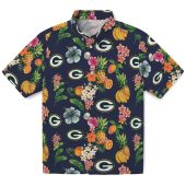 Unisex Green Bay Packers Navy Blue Tropical Fruit Floral Print Hawaiian Button Down Shirt 1 Y704t.jpg - sohemix
