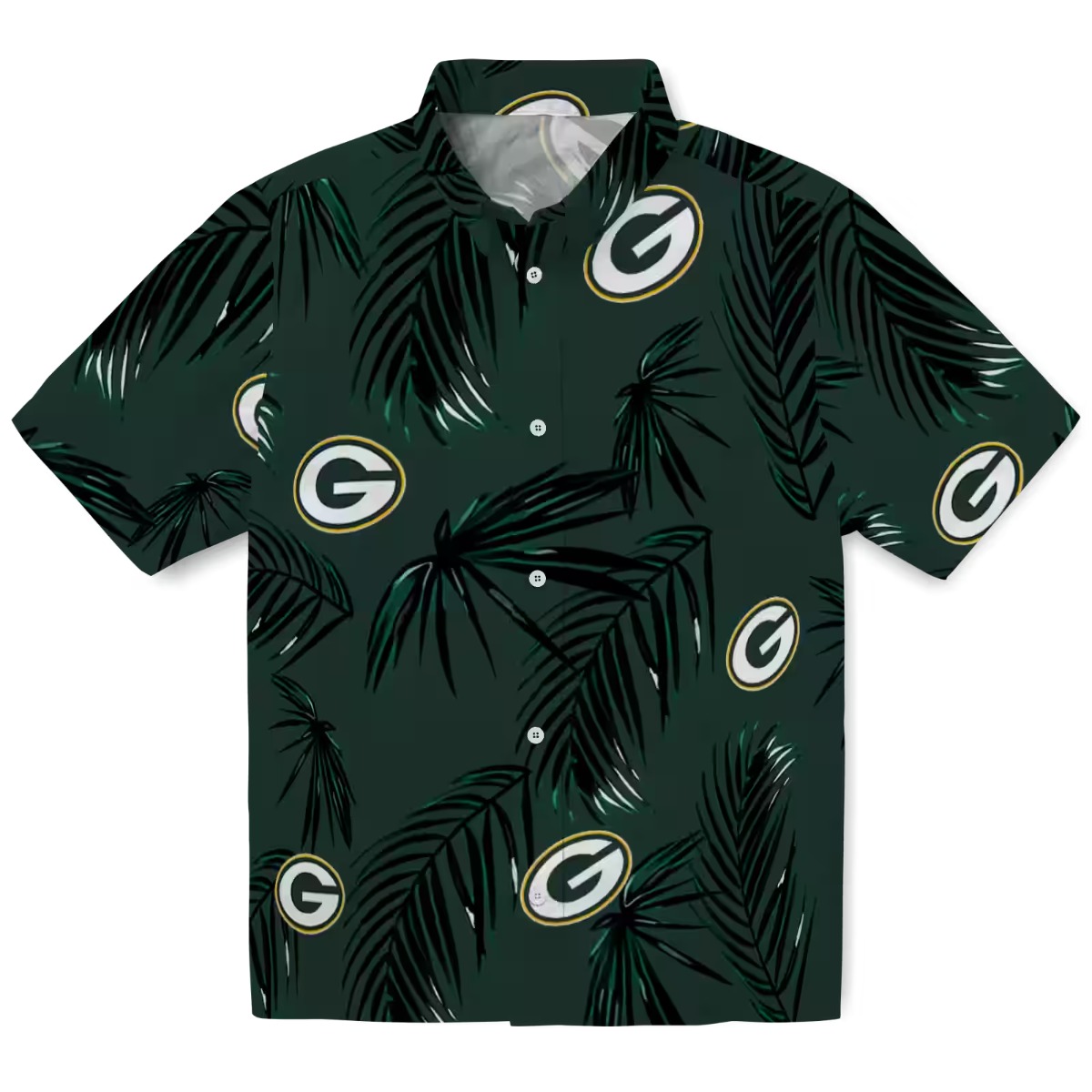 Unisex Green Bay Packers Palm Leaf Tropical Hawaiian Shirt - Casual Short Sleeve Button-Down