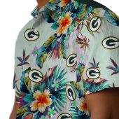 Unisex Green Bay Packers Tropical Floral Foliage Print Casual Hawaiian Button Down Shirt 8 Gyctl.jpg - sohemix