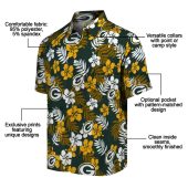 Unisex Green Bay Packers Tropical Floral Hawaiian Button Down Shirt With Team Logo 5 Cz4rp.jpg - sohemix