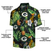Unisex Green Bay Packers Tropical Hawaiian Shirt Dark Green Button Down With Toucan Pineapple Hibiscus Print 5 7hj3i.jpg - sohemix