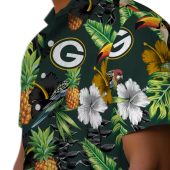 Unisex Green Bay Packers Tropical Hawaiian Shirt Dark Green Button Down With Toucan Pineapple Hibiscus Print 8 J5725.jpg - sohemix