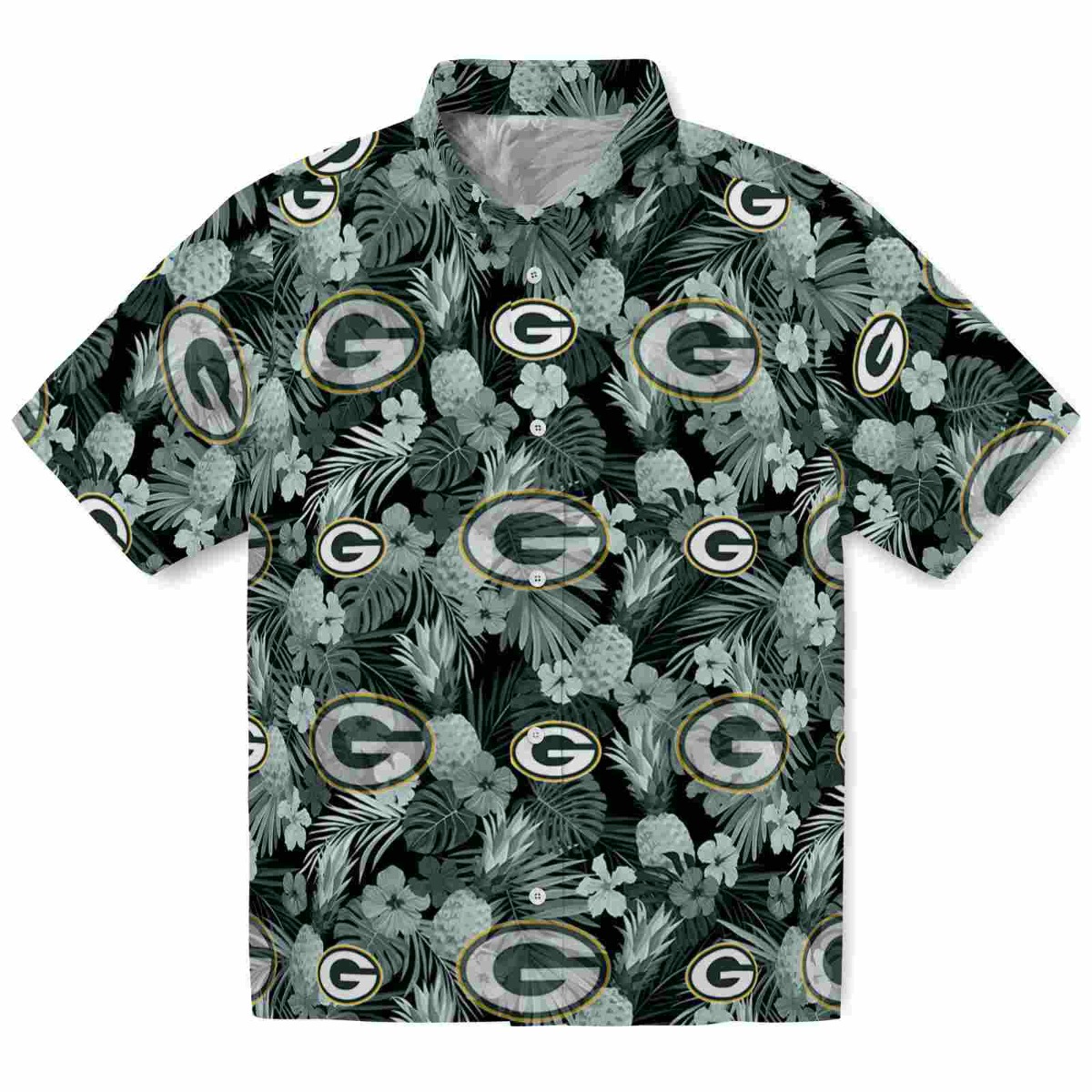 Unisex Green Bay Packers Tropical Hawaiian Shirt with Floral Pineapple Print - Casual Button-Down Fan Gear