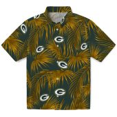 Unisex Green Bay Packers Tropical Hawaiian Shirt With Golden Palm Leaf Pattern Dark Green Button Down 1 Osto0.jpg - sohemix