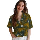 Unisex Green Bay Packers Tropical Hawaiian Shirt With Golden Palm Leaf Pattern Dark Green Button Down 4 3hczl.jpg - sohemix