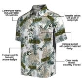 Unisex Green Bay Packers Tropical Leaves And Logo Print Hawaiian Button Down Shirt Casual Fanwear 5 G5cr2.jpg - sohemix