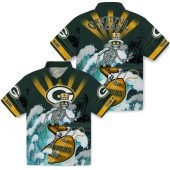 Unisex Hawaiian Shirt Green Bay Packers Surfing Skeleton Grateful Dead Graphic Tropical Beach Casual Button Down Shirt 3 00sai.jpg - sohemix