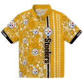 Unisex Personalized Pittsburgh Steelers Hawaiian Shirt With Hibiscus Floral Print Arrow Stripe And Custom Name Aloha Button Down 1 Yjlei.jpg - sohemix