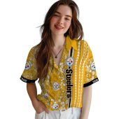 Unisex Personalized Pittsburgh Steelers Hawaiian Shirt With Hibiscus Floral Print Arrow Stripe And Custom Name Aloha Button Down 4 S8xxk.jpg - sohemix