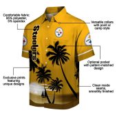 Unisex Pittsburgh Steelers Gold Black Hawaiian Shirt With Beach Sunset Palm Tree Print Tropical Button Down 5 88bh8.jpg - sohemix