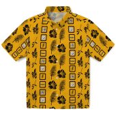 Unisex Pittsburgh Steelers Gold Framed Floral Tropical Hawaiian Button Down Shirt Short Sleeve 1 In44c.jpg - sohemix