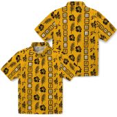Unisex Pittsburgh Steelers Gold Framed Floral Tropical Hawaiian Button Down Shirt Short Sleeve 3 Bpy22.jpg - sohemix