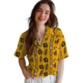 Unisex Pittsburgh Steelers Gold Framed Floral Tropical Hawaiian Button Down Shirt Short Sleeve 4 I4gpq.jpg - sohemix