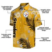 Unisex Pittsburgh Steelers Gold Hawaiian Shirt With Tropical Hibiscus Flower And Palm Leaf Print Button Down 5 0d857.jpg - sohemix