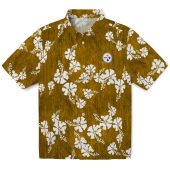 Unisex Pittsburgh Steelers Gold Hawaiian Shirt With White Hibiscus Floral Print Casual Button Down 1 7rb94.jpg - sohemix
